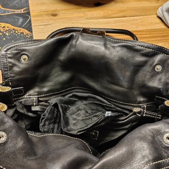 Prada Black and Tan Handbag